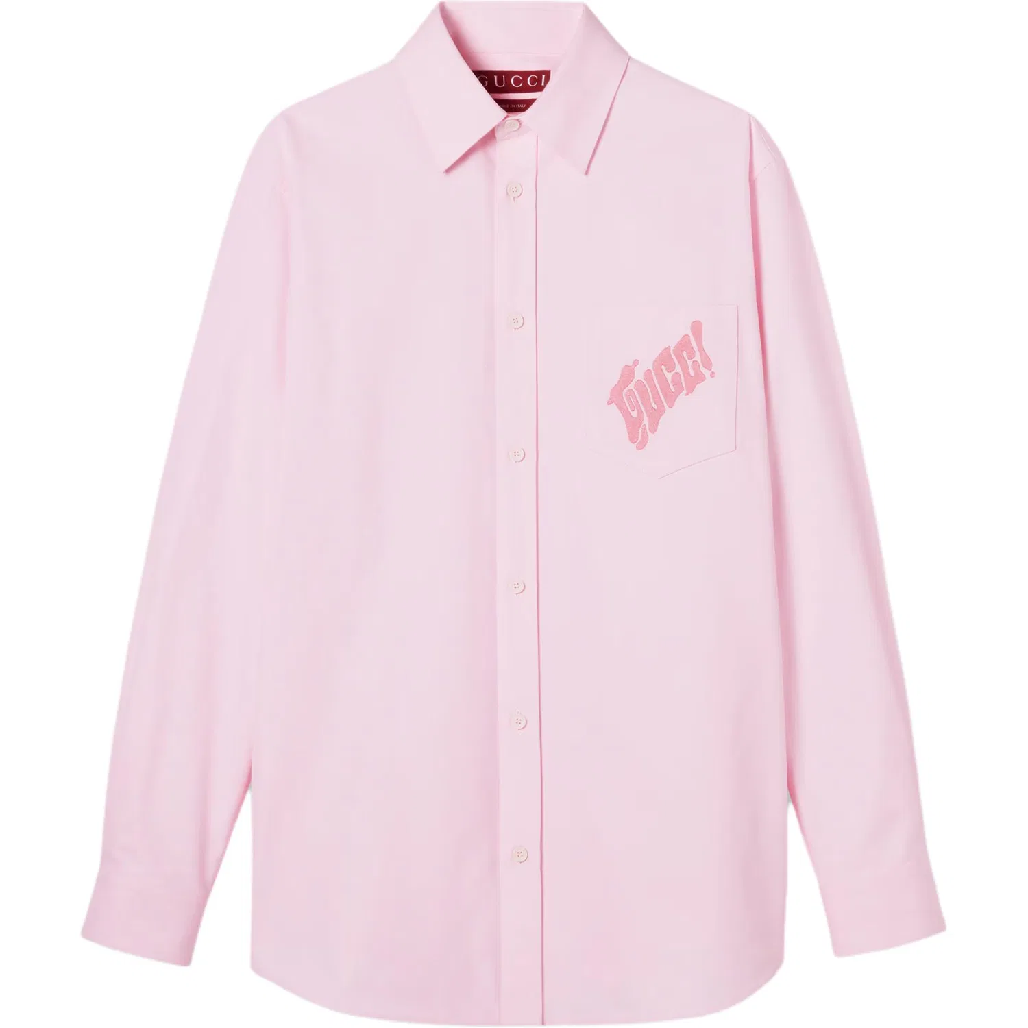 Рубашка GUCCI Oxford с вышивкой, мужская, светло-розовая