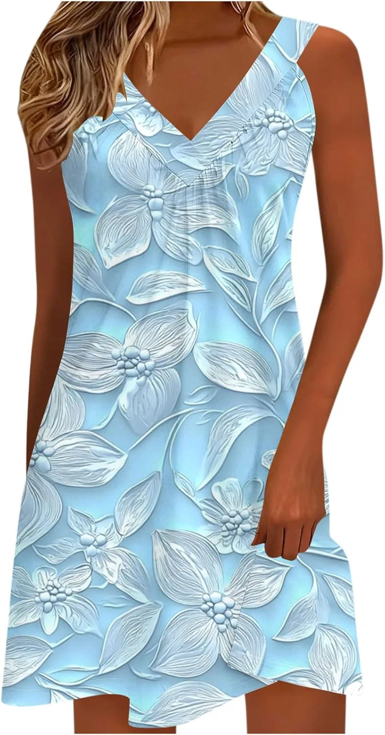 Женское летнее платье с V-образным вырезом, бесшовное, Light Blue