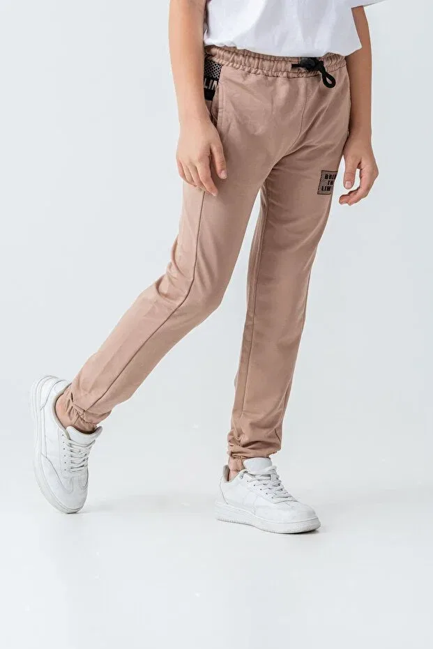 Детские спортивные штаны для мальчиков с принтом Break the limits Mışıl Kids, Beige — фото 3