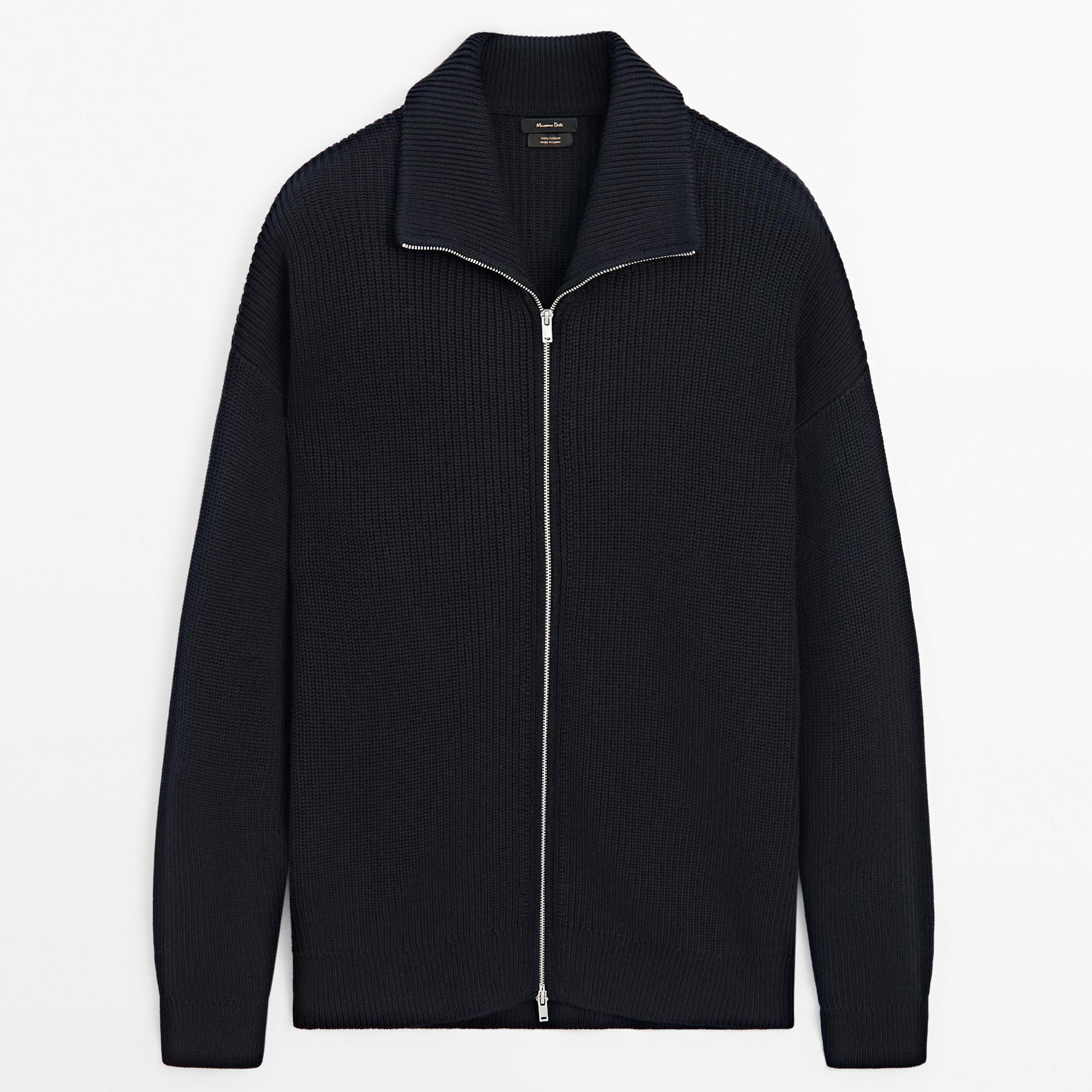 

Кардиган на молнии из 100% хлопка Massimo Dutti, синий