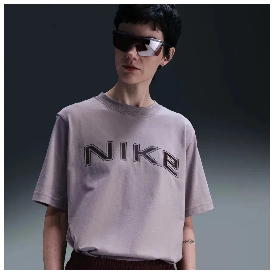Женская футболка из хлопка с принтом Phoenix Ss Tee Nike, Темно-синий