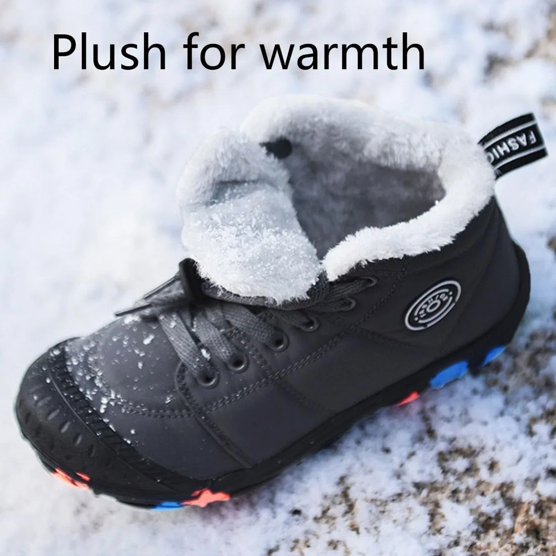 Детские зимние ботинки для девочек водонепроницаемые с принтом Hike Kids Winter Footwear Barefoot Snow Boots, Blue — фото 3