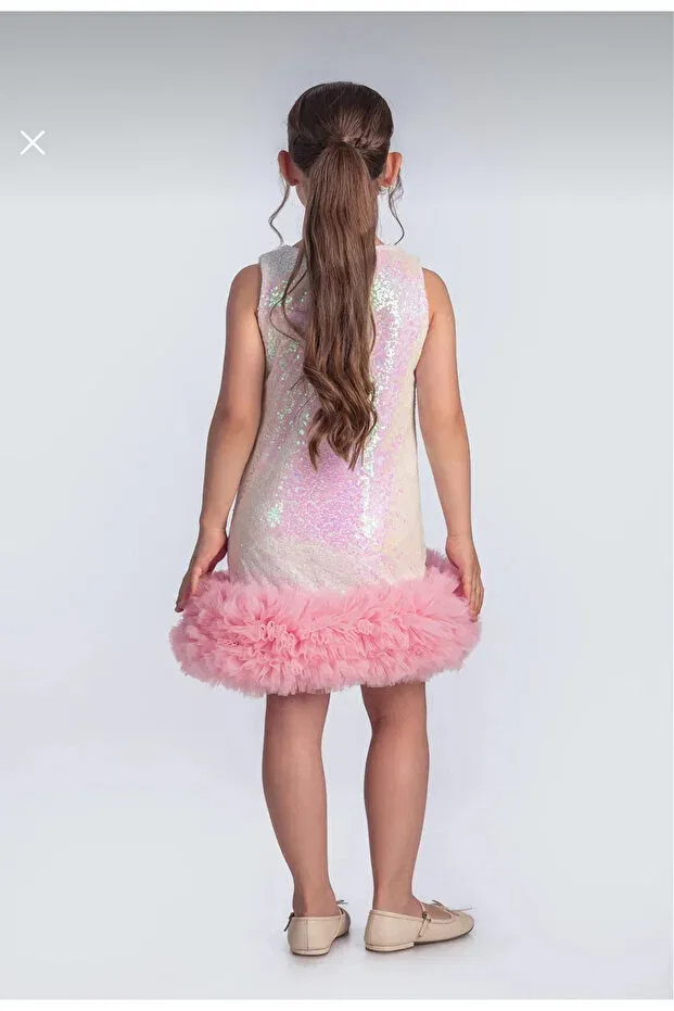 Детское платье для девочек с пайетками Tutu skirt sequin fabric birthday party show costume graduation girl children dress Baby Aden, White — фото 2