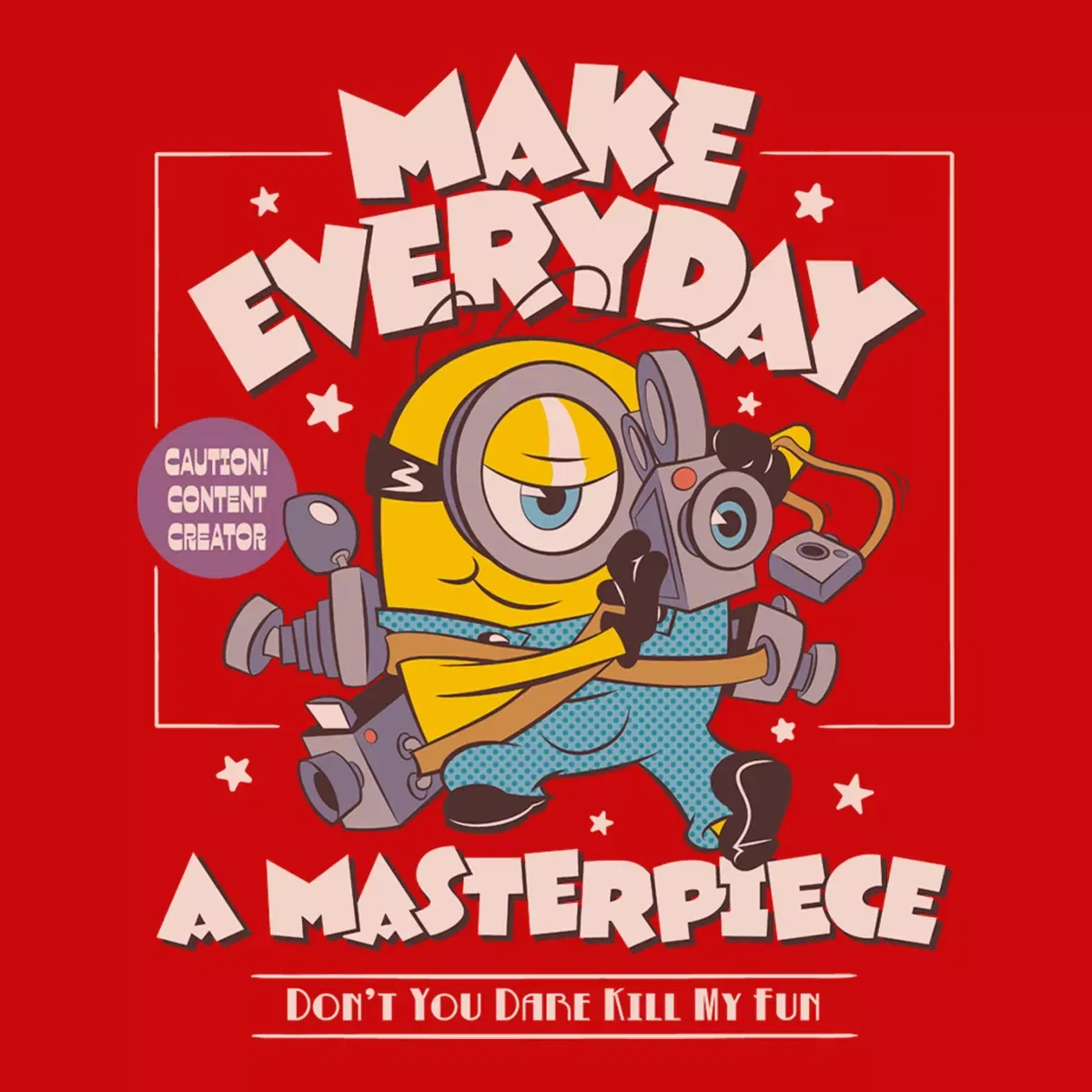 Детское футболка с принтом Make Everyday A Masterpiece Minions, Red — фото 2