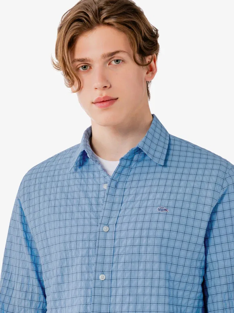 Рубашка с длинным рукавом в клетку LACOSTE, Royal Blue — фото 2