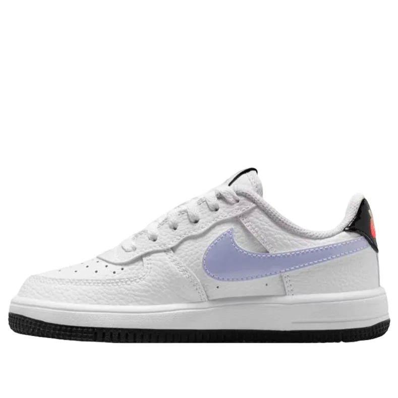Детские кроссовки с кожаным верхом Nike Air Force 1 Low White Black Flash Crimson, белый — фото 2