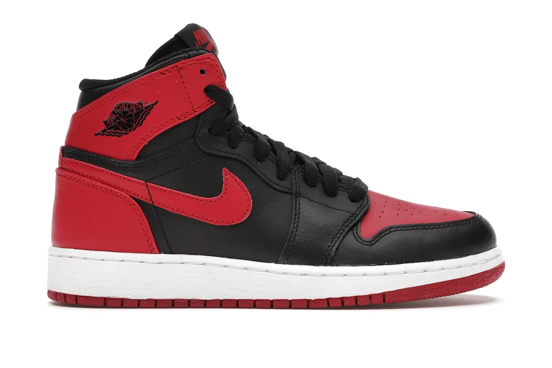 Детские кроссовки с высоким верхом Jordan 1 Retro Jordan, Black/Varsity Red-White