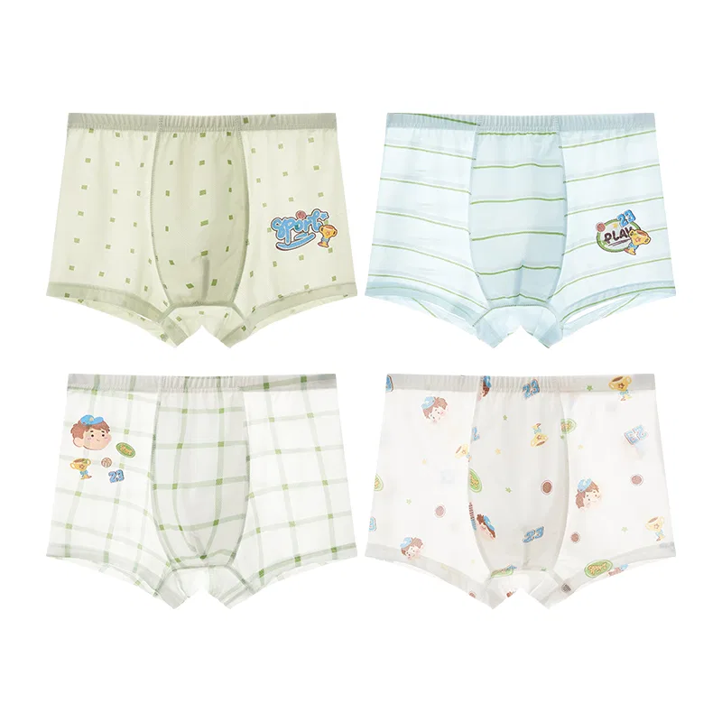 Детские трусы-боксеры 4 предмета Green Blue White White MIIOW