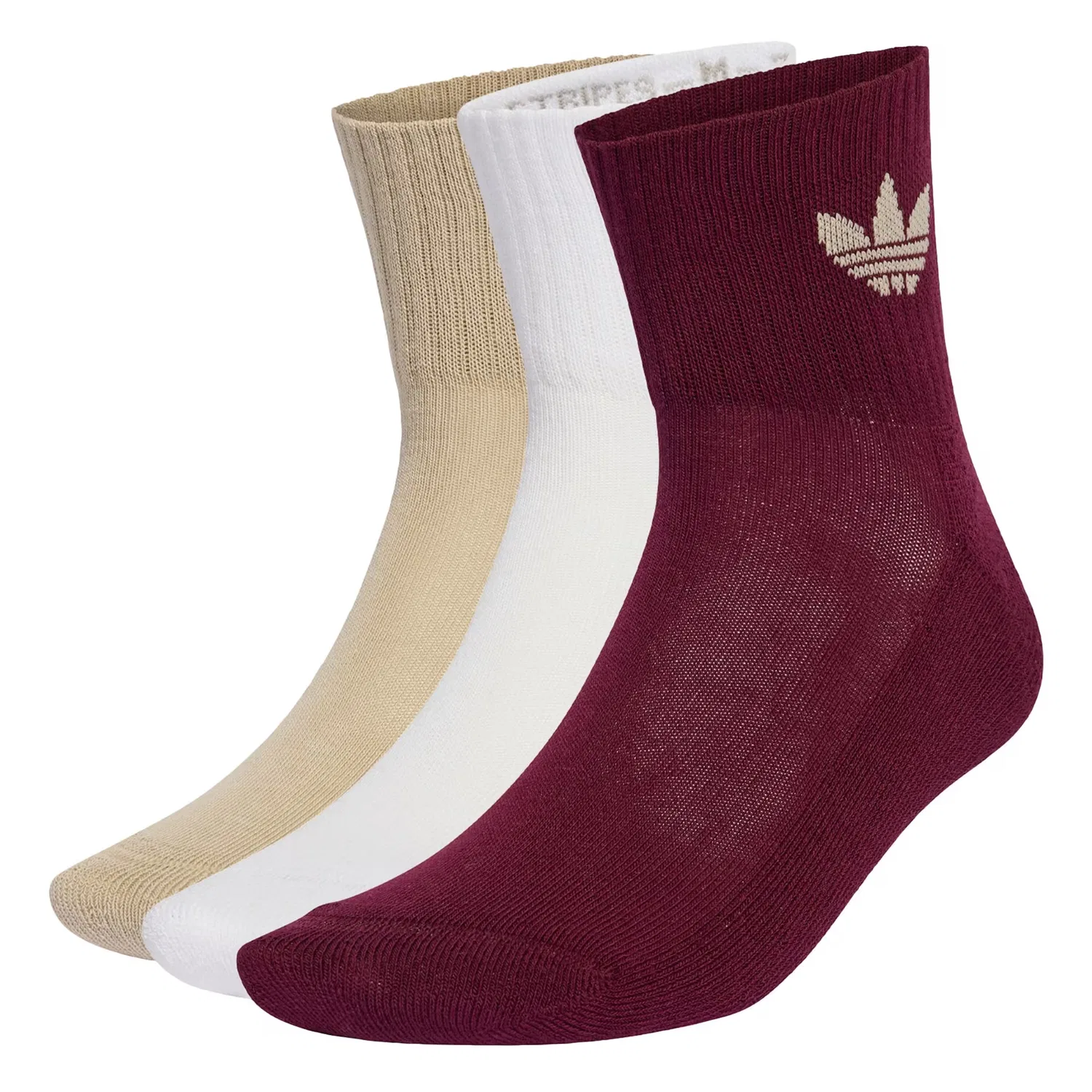 Носки Adidas Originals Mid Crew 3 пары в песочном, бордовом и белом цветах