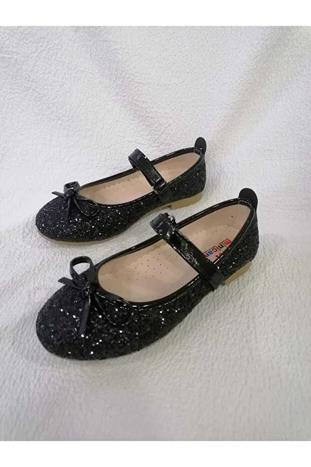 Детские балетки для девочек с бантом Özgür Kids, Black