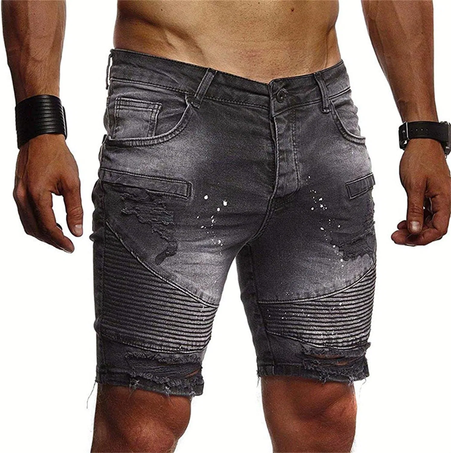 Шорты джинсовые, Ripped Distressed, Generic, L, Black