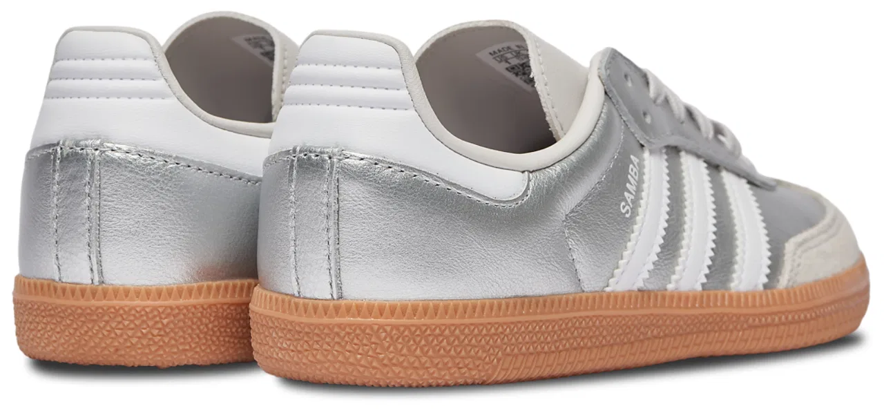 Детские кроссовки для девочек с замшевым верхом Samba adidas, Silver White — фото 3