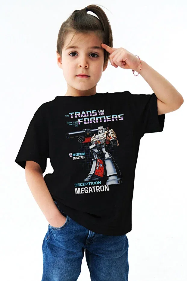 Детская футболка с принтом Transformers Megatron Printed Unisex Black Kids Kun Inaki, Black