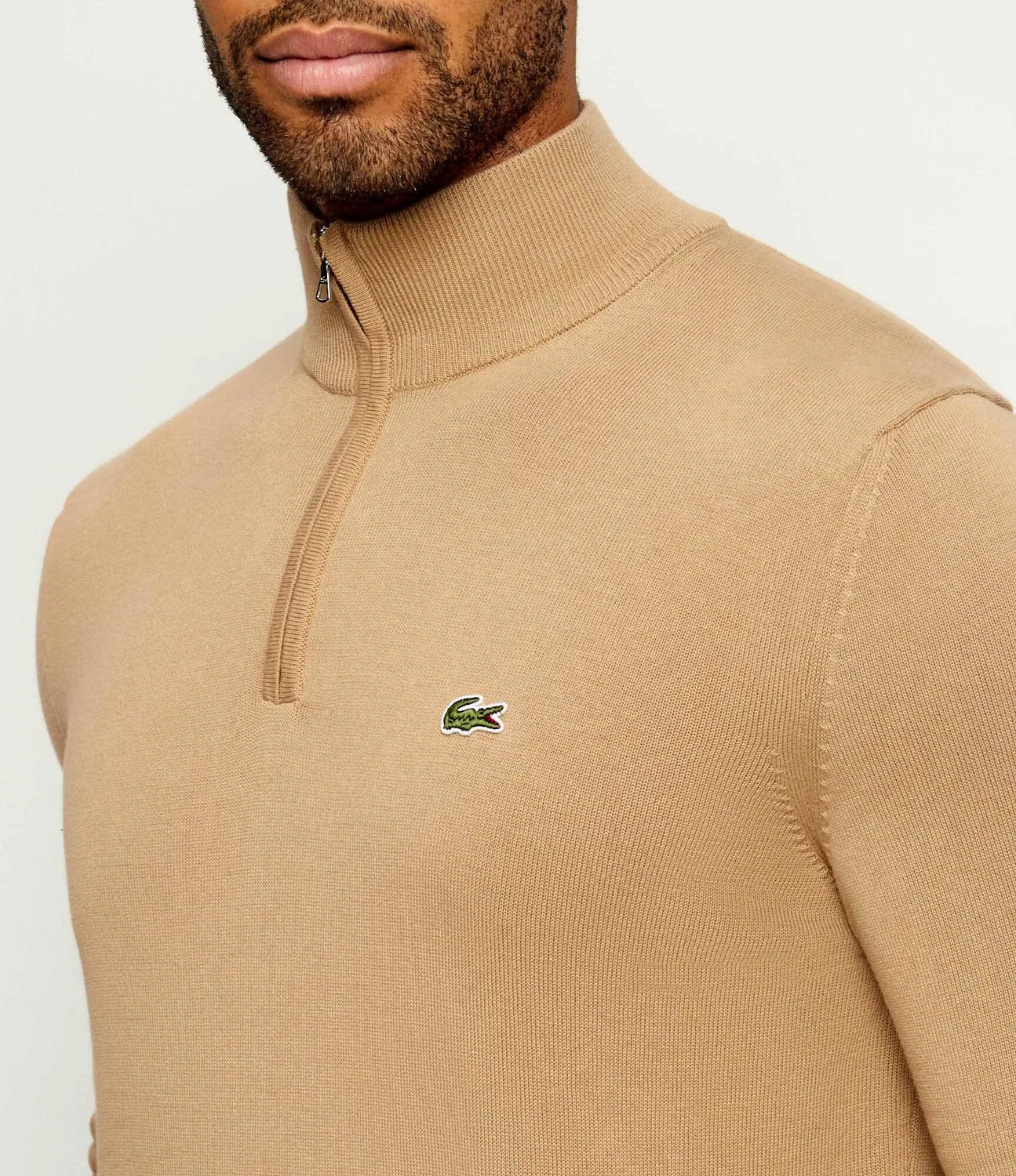 Свитер с молнией Lacoste, бежевый — фото 4