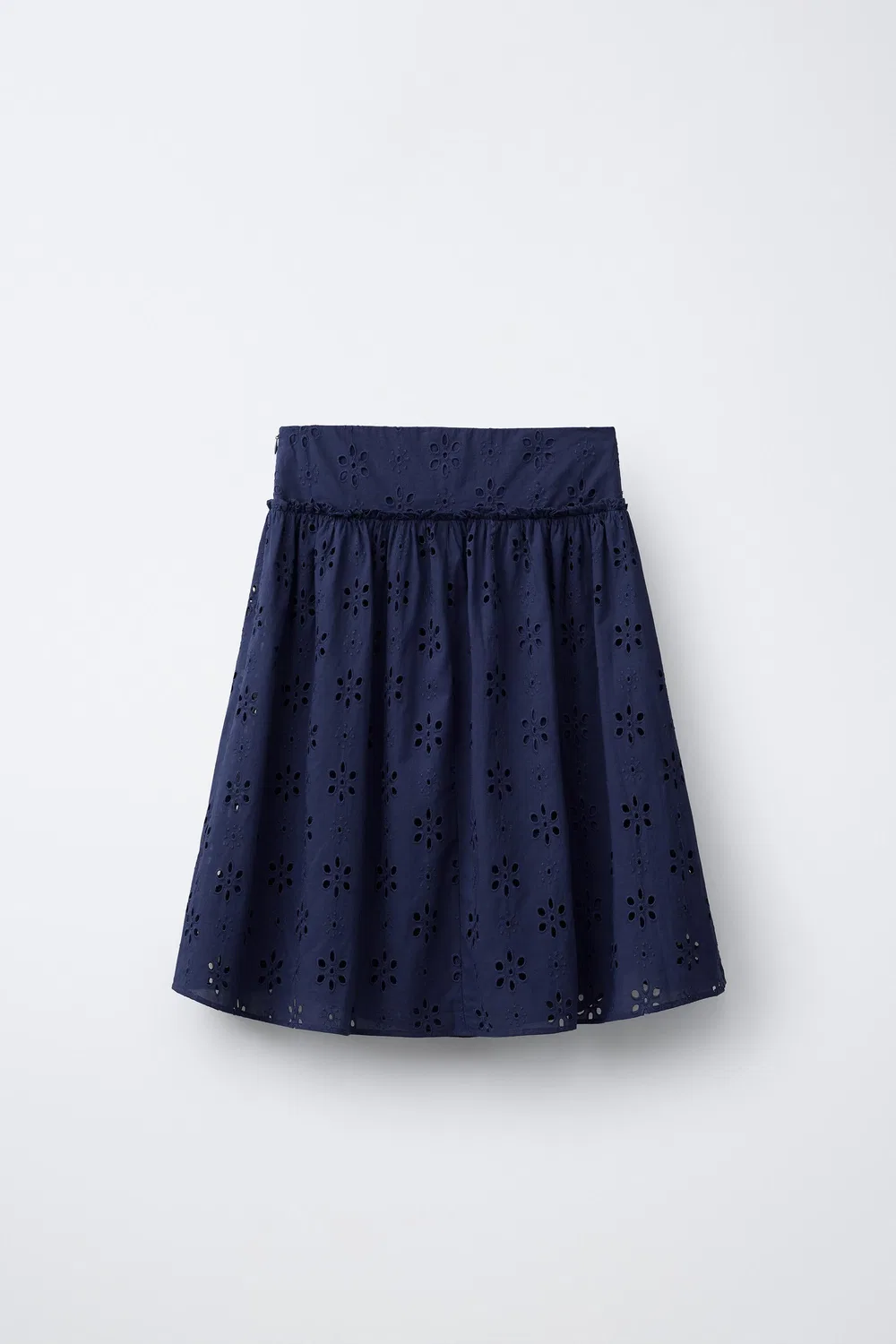 Юбка миди с вышивкой Шиффли ZARA, Navy Blue — фото 2