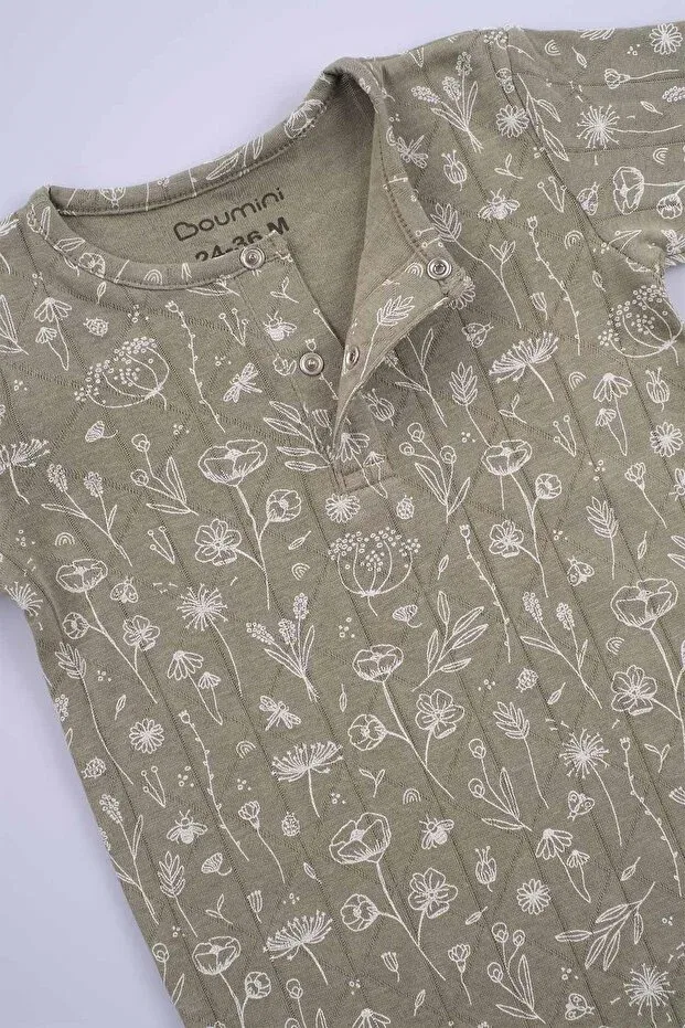 Детский комбинезон для девочек хлопковый Spring Floral Boumini, Khaki — фото 3