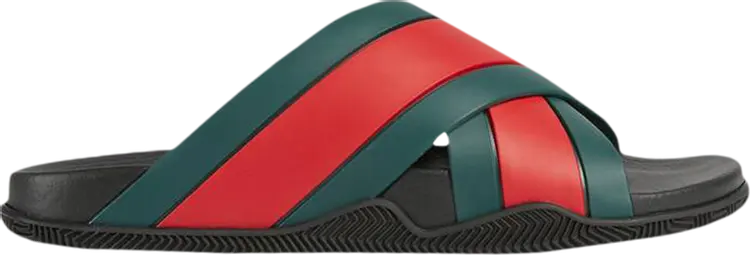 

Сандалии Gucci Slide Web Stripe Black, черный