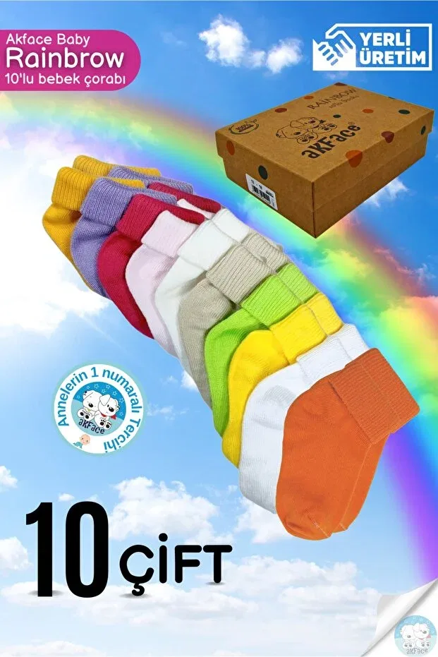 Детские носки для девочек хлопковые набор 10 пар Akface, Multicolor — фото 4