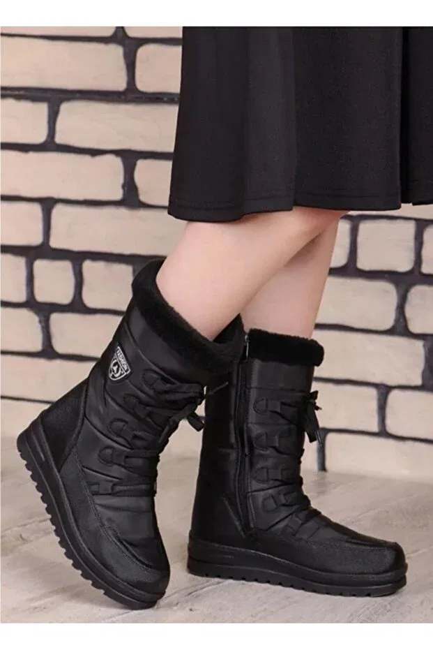 Детские снежные ботинки для девочек водонепроницаемые с мехом Patik Bebe, Black