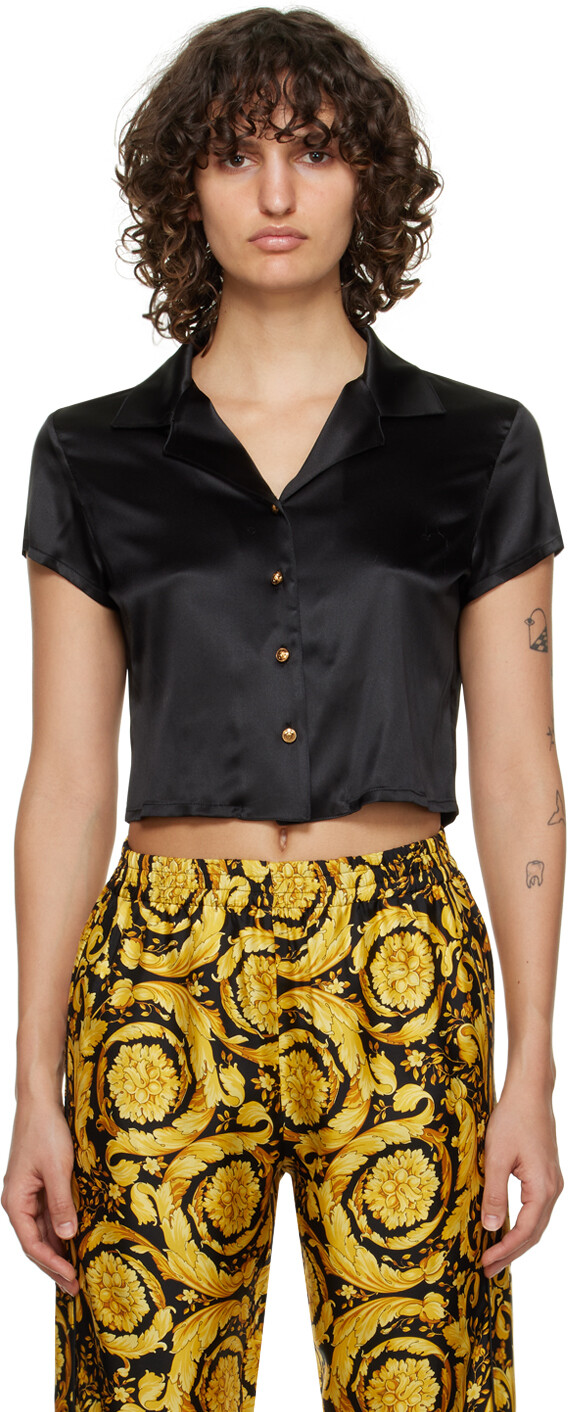 

Черная пижамная рубашка с декором Medusa Versace Underwear