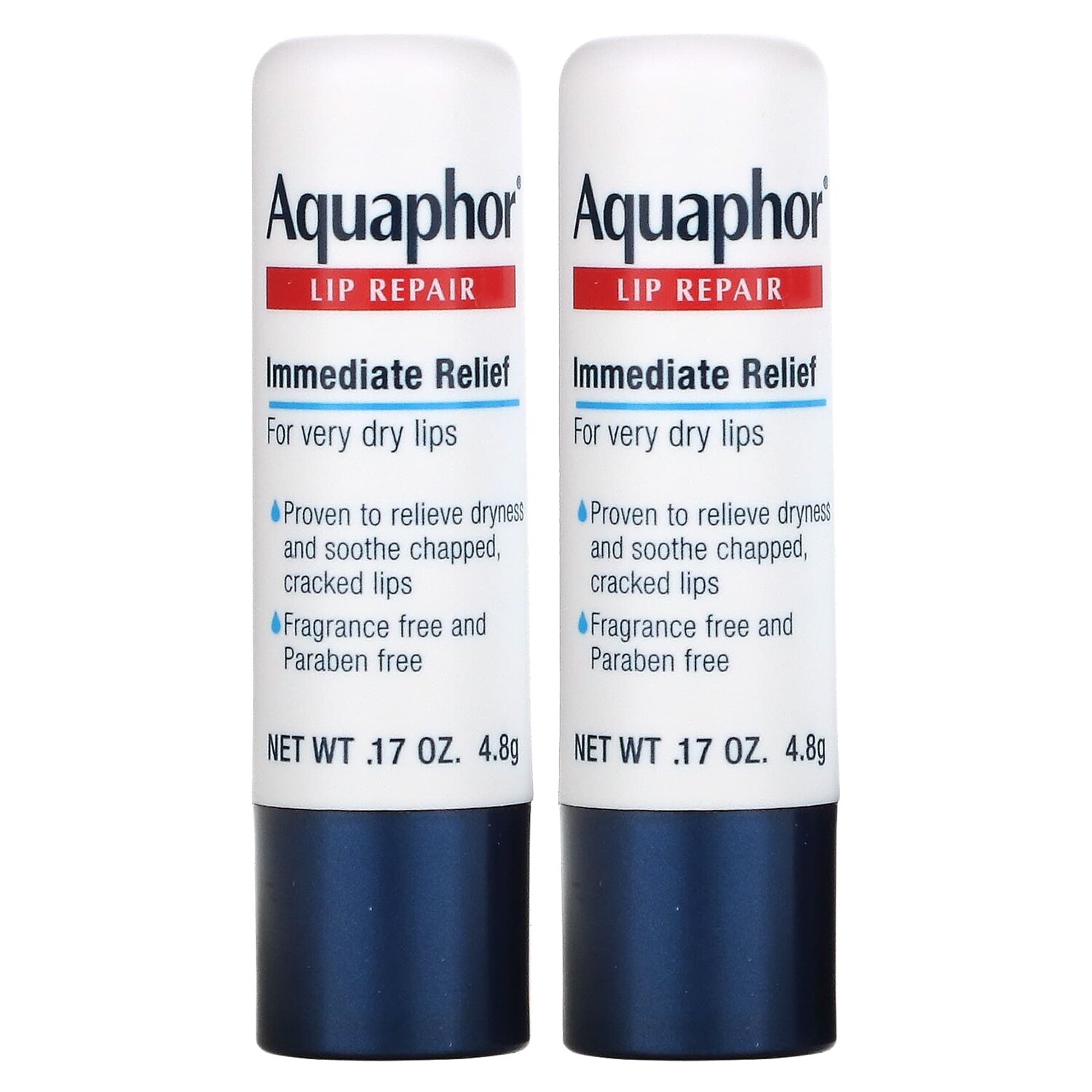 

Lip Repair Stick, Немедленное облегчение, 2 палочки, 0,17 унции (4,8 г) Aquaphor