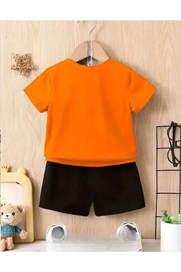 Детский комплект свитшот и штаны для девочек с принтом Tom and Jery Nice Clothes, Bottom Black Top Orange — фото 2