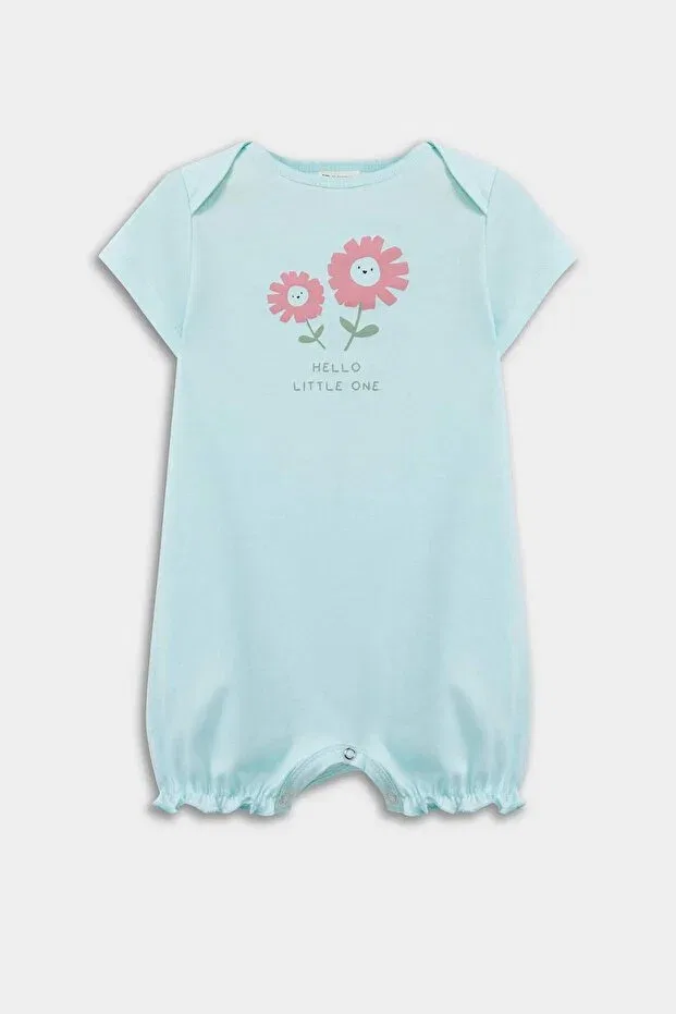 Детский комбинезон для девочек хлопковый с принтом Floral combed cotton 2-piece short sleeve romper baby girl newborn e4026a525hs Defacto, White-Wt47 — фото 2