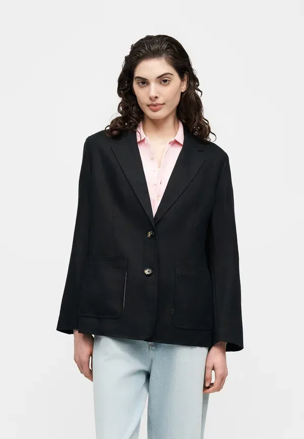 Блейзер из льна Essential Tommy Hilfiger black, черный — фото 3