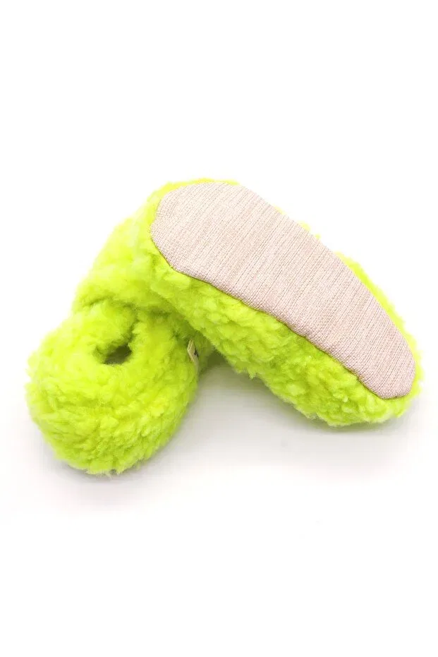 Детские пинетки из плюша с нескользящей подошвой Neon Green Plush Cotton Non-Slip Baby Booties Morgedan, Neon Green — фото 3