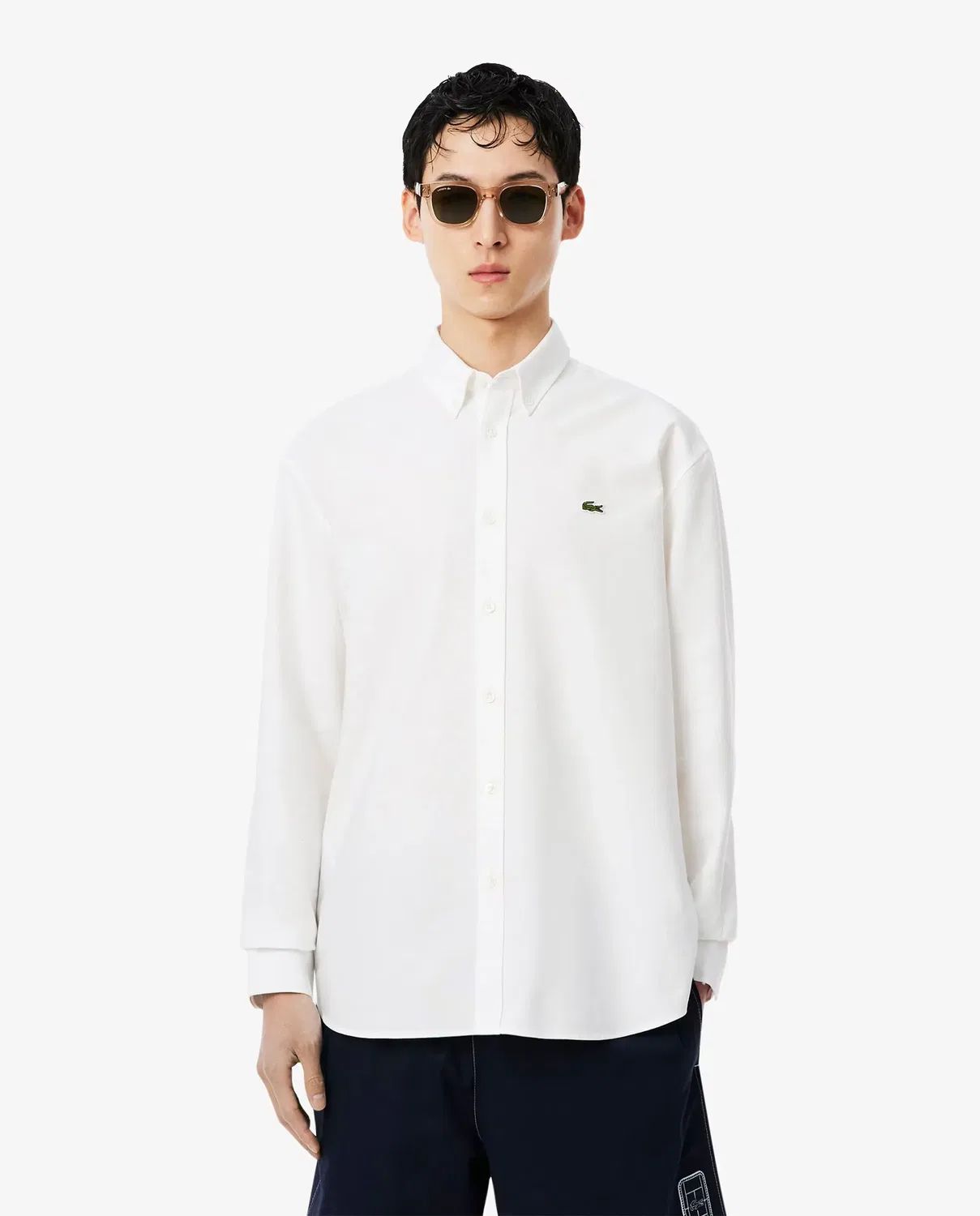 Мужская рубашка с длинным рукавом Lacoste Blanco