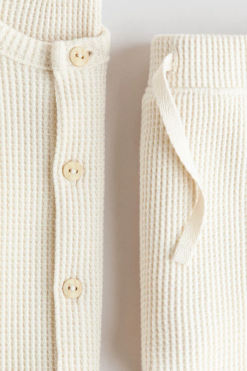Комплект из двух предметов из хлопка с вафельной текстурой H&M, Cremefarben — фото 2