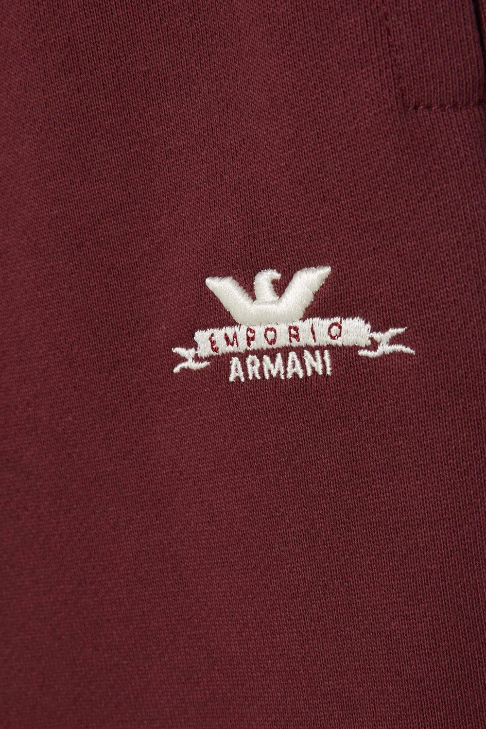 Брюки хлопковые с логотипом Emporio Armani, красный — фото 3