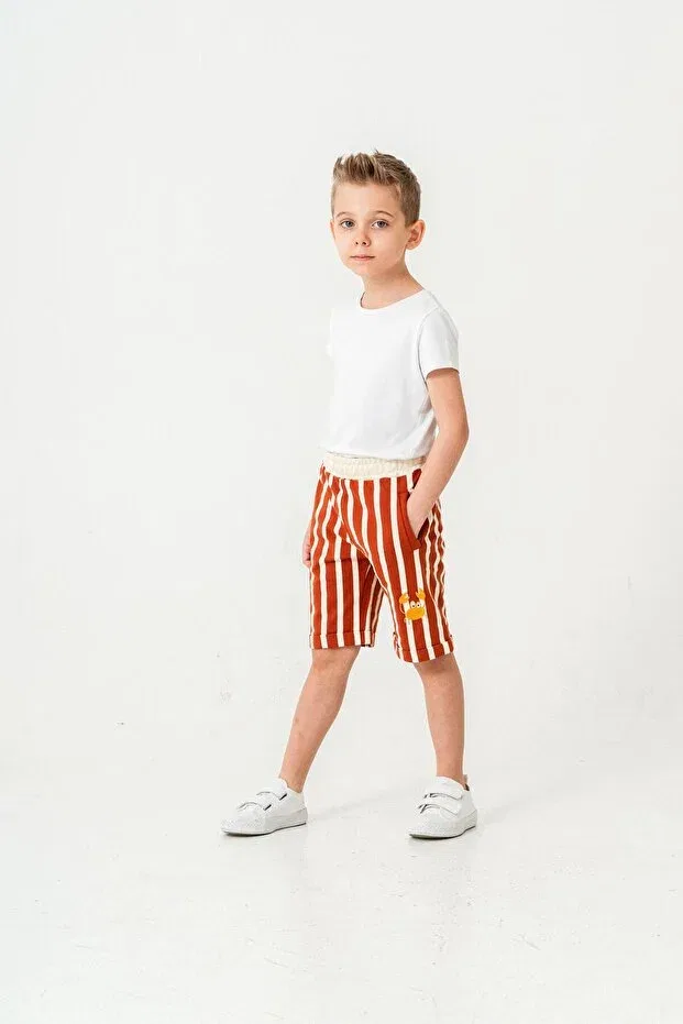 Детские шорты для мальчиков с принтом All area striped crab printed Mışıl Kids, Tile — фото 4