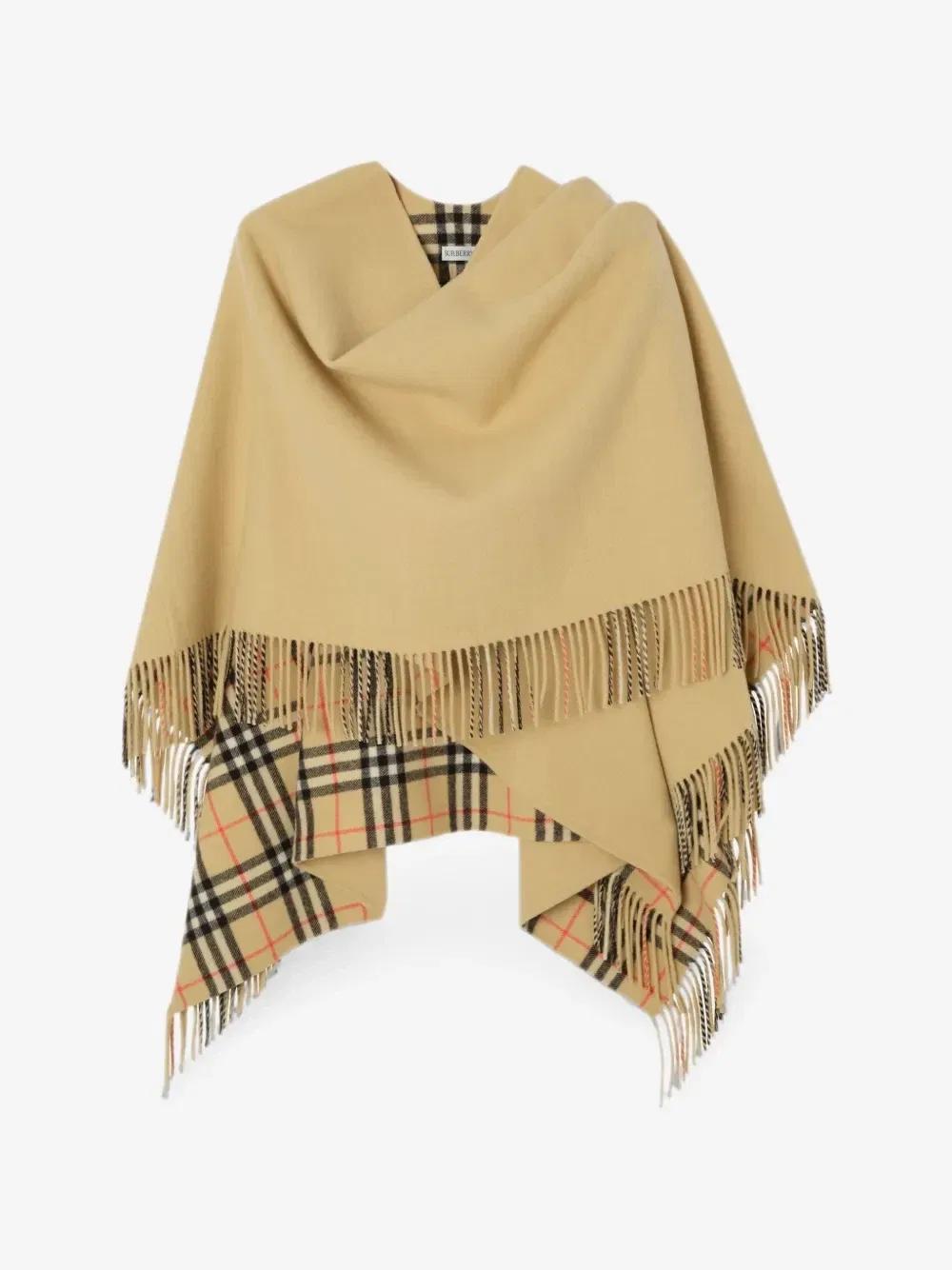 Шерстяная накидка Burberry, бежевый