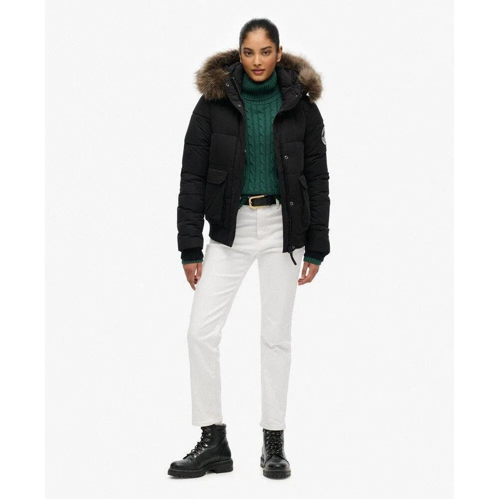 Женская хлопковая куртка-бомбер Superdry Everest Ella, Черный — фото 4