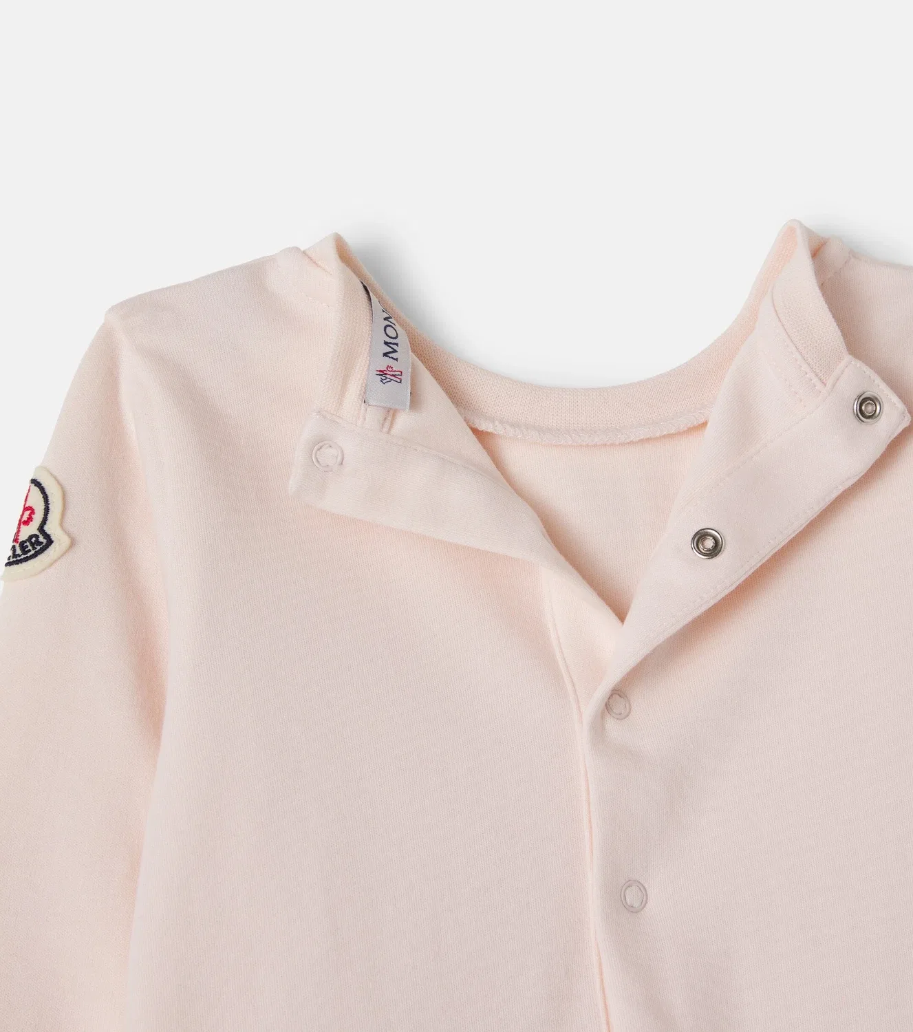 Комплект из шапочки и боди с кнопками сзади Moncler Enfant, розовый — фото 4