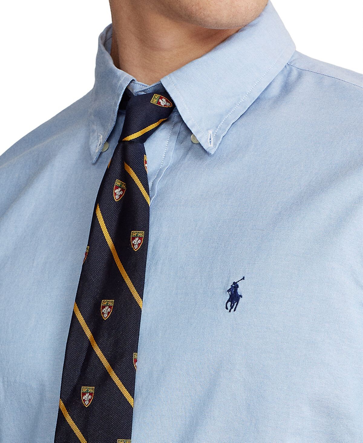 Мужская оксфордская рубашка классического кроя стрейч Polo Ralph Lauren, синий — фото 3
