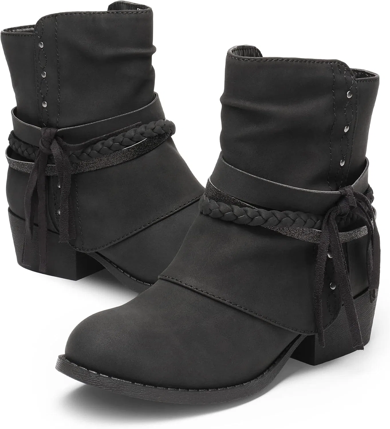 Детские ботинки для девочек с боковой молнией DREAM PAIRS, Black — фото 4