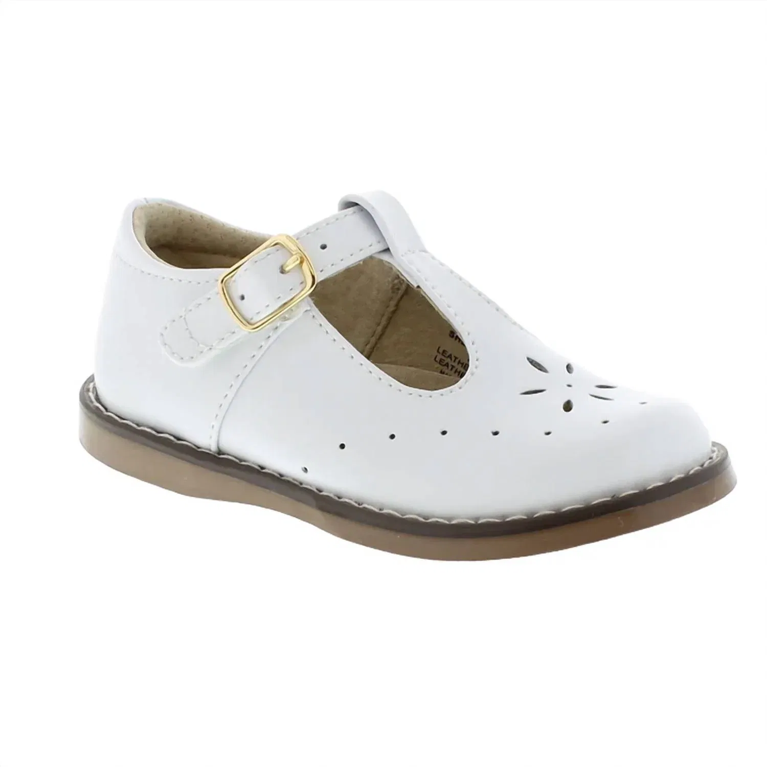 Детские туфли Мэри Джейн для девочек на пряжке T-Bar из кожи Sherry Footmates, White