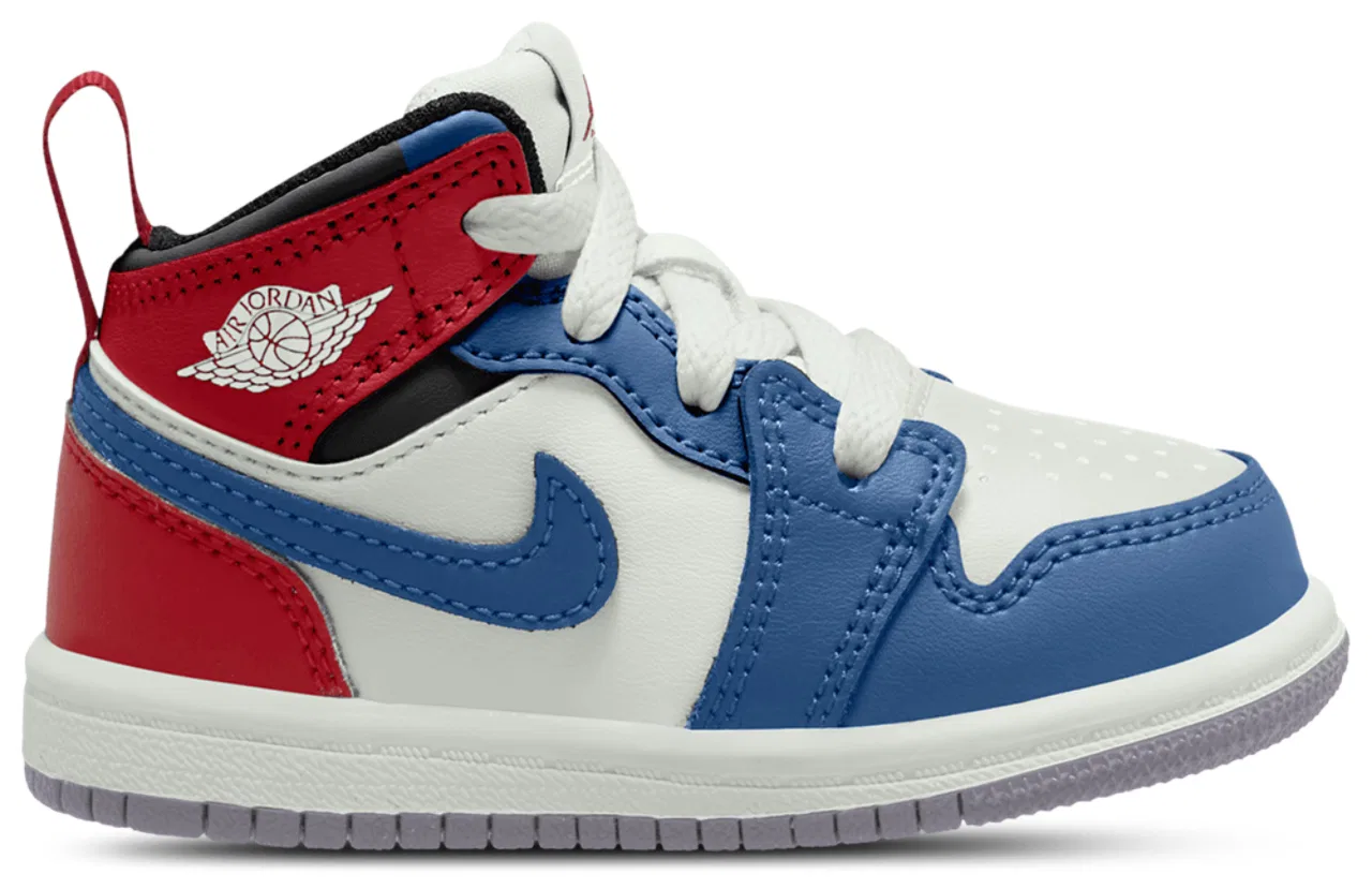 Кроссовки для девочек AJ 1 Mid Jordan, цвет True Blue/Varsity Red/Summit White