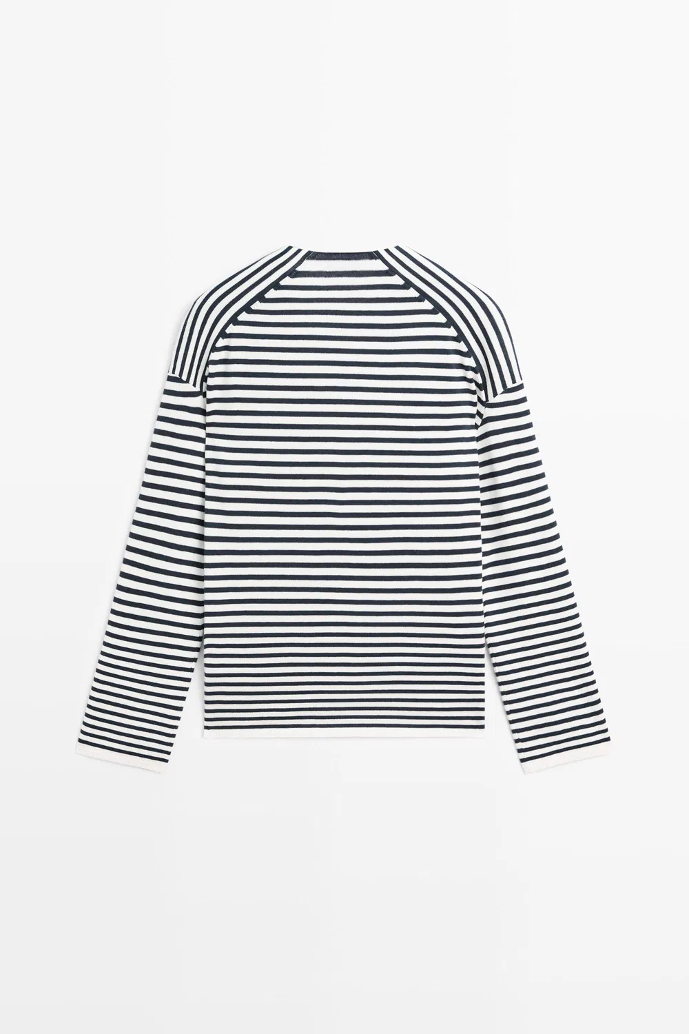 Свитер Massimo Dutti Striped V-Neck Knit , кремовый/темно-синий — фото 4