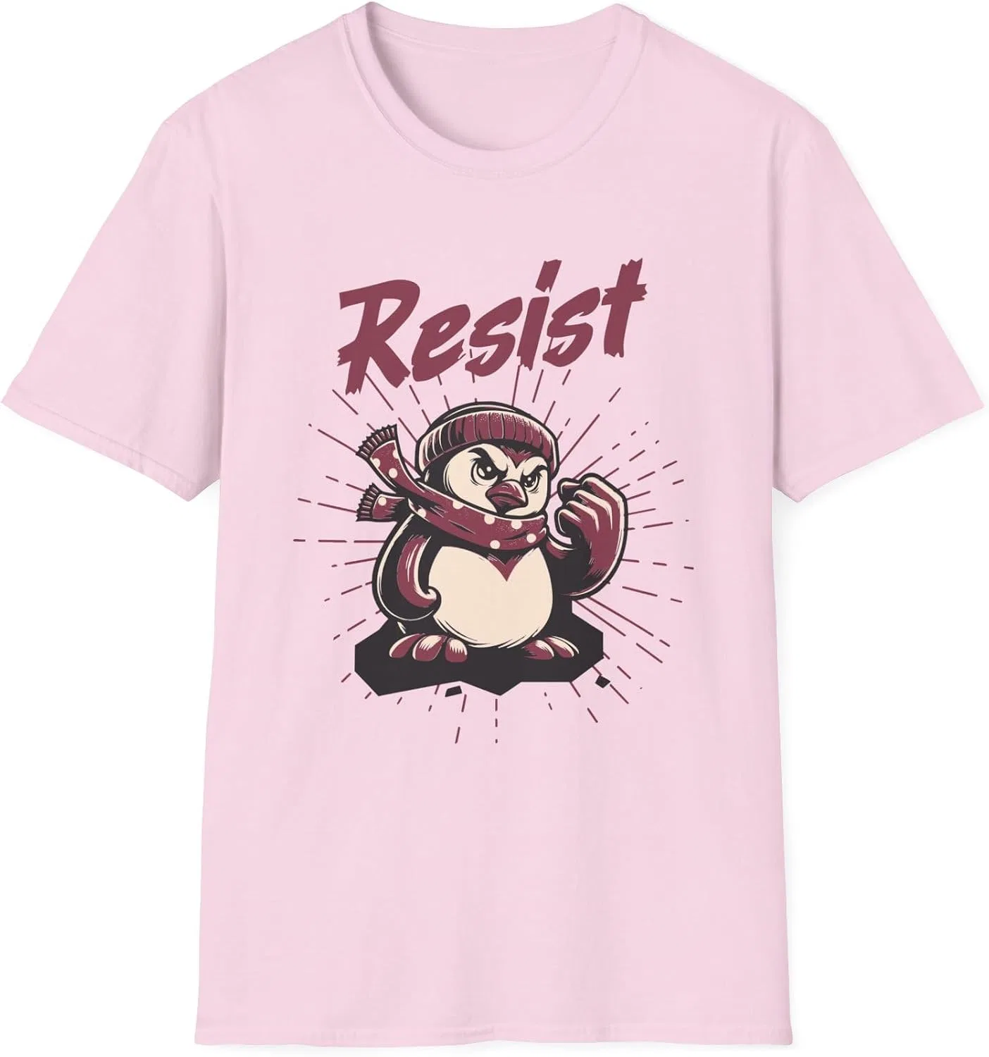 Футболка с пингвином протеста Gildan 64000, Light Pink