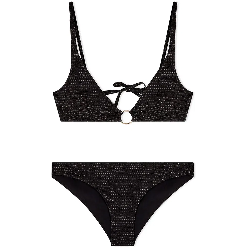 Женское бикини-бандо с люрексом Emporio armani, Black — фото 3