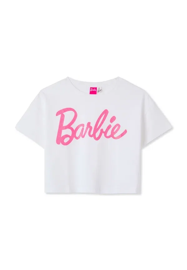 Футболка с принтом Barbie, хлопок, Crop con scritta barbie, Terranova, Optical White, белый — фото 4