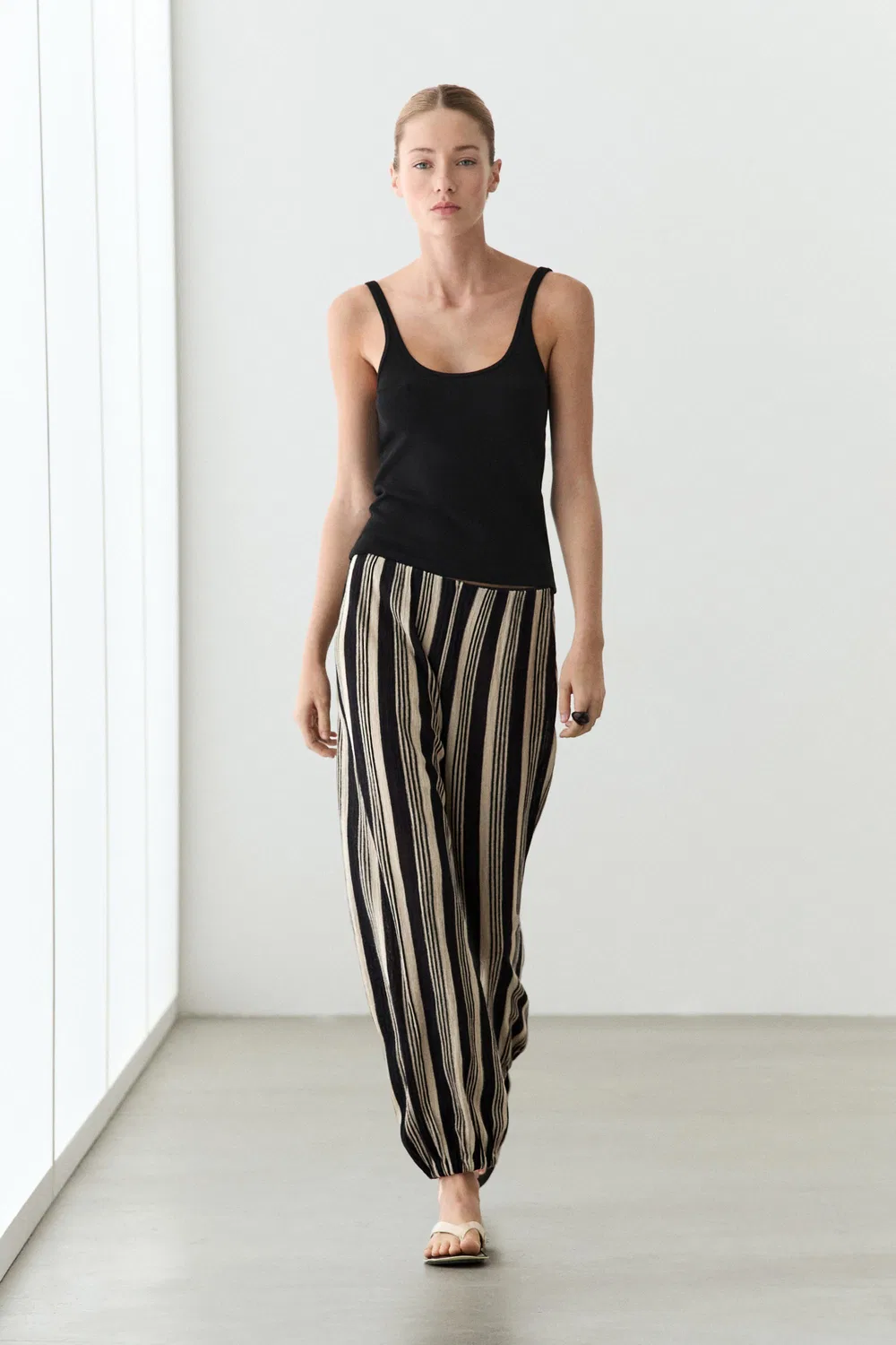 Брюки Massimo Dutti, сарауэль, полосатые, черный