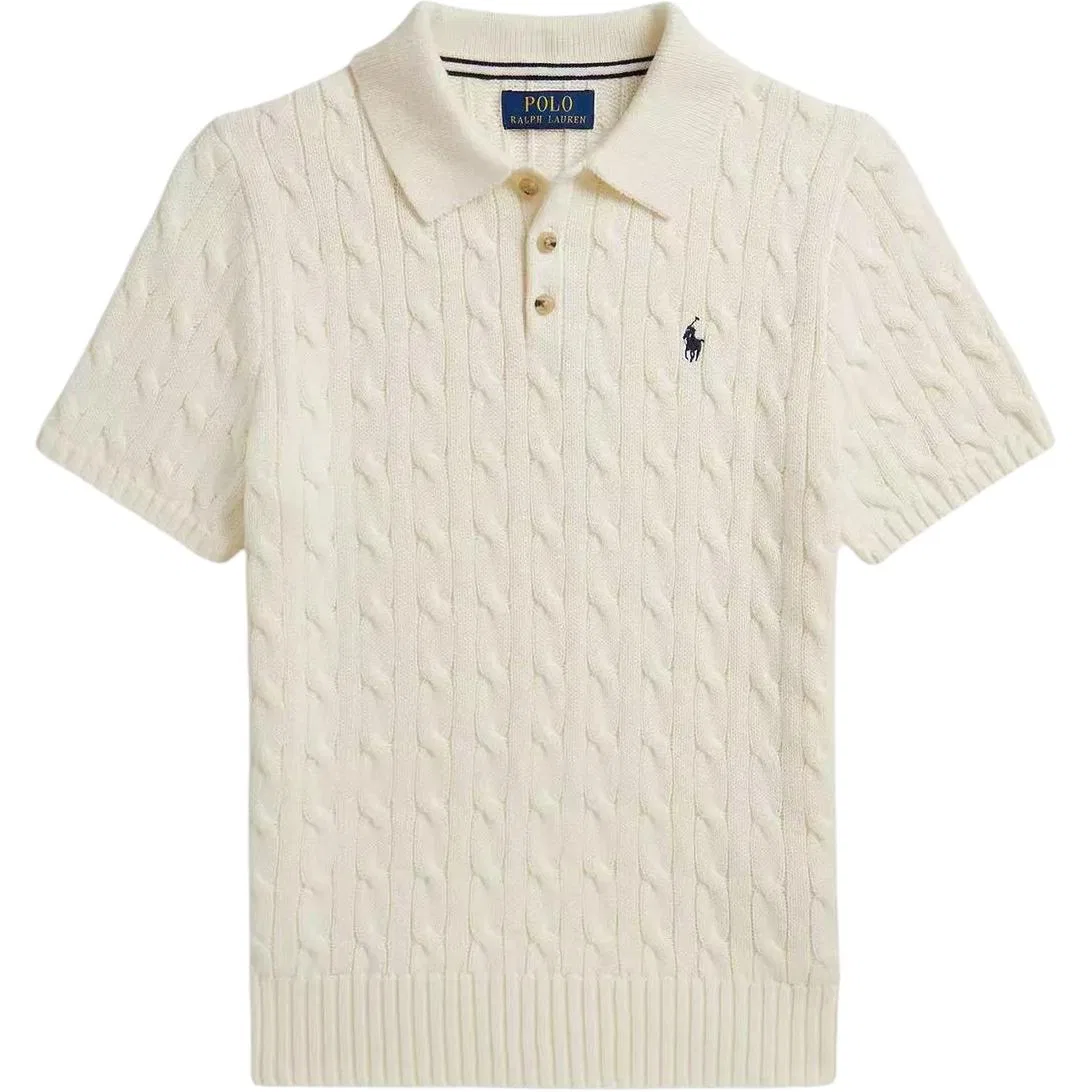 Детский свитер с поло-воротником Polo Ralph Lauren, Белый