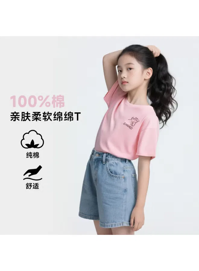 Футболка с коротким рукавом хлопковая для девочек Jeanswest, розовый — фото 3