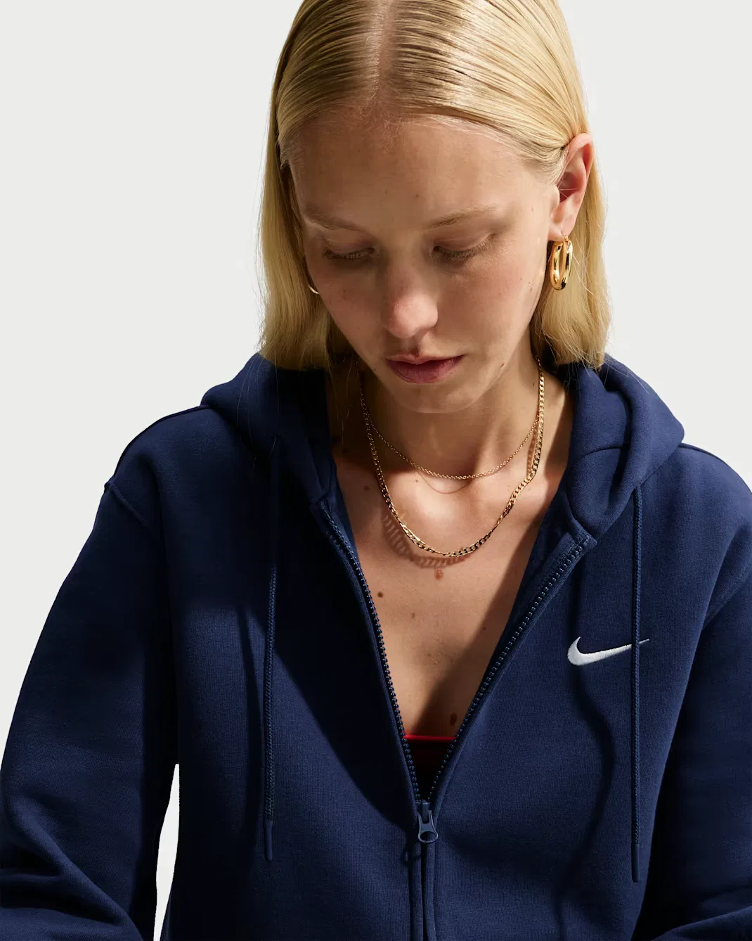 Женская толстовка на молнии Nike Studio Fleece Medium Weight, Midnight Navy/Sail