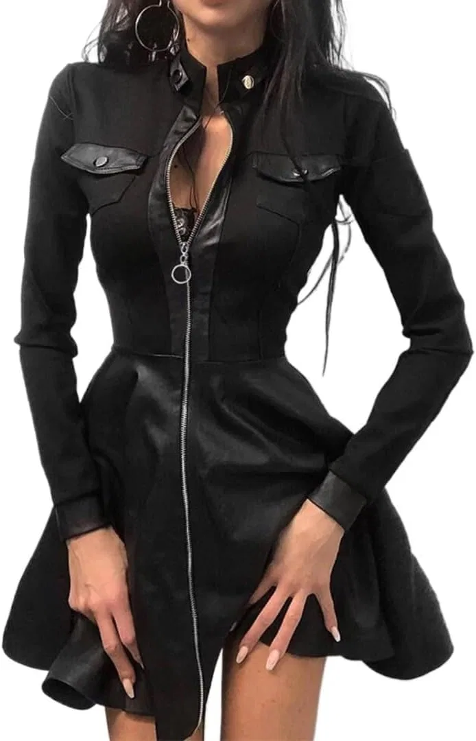Женское мини-платье с заплатками Sexy, Black