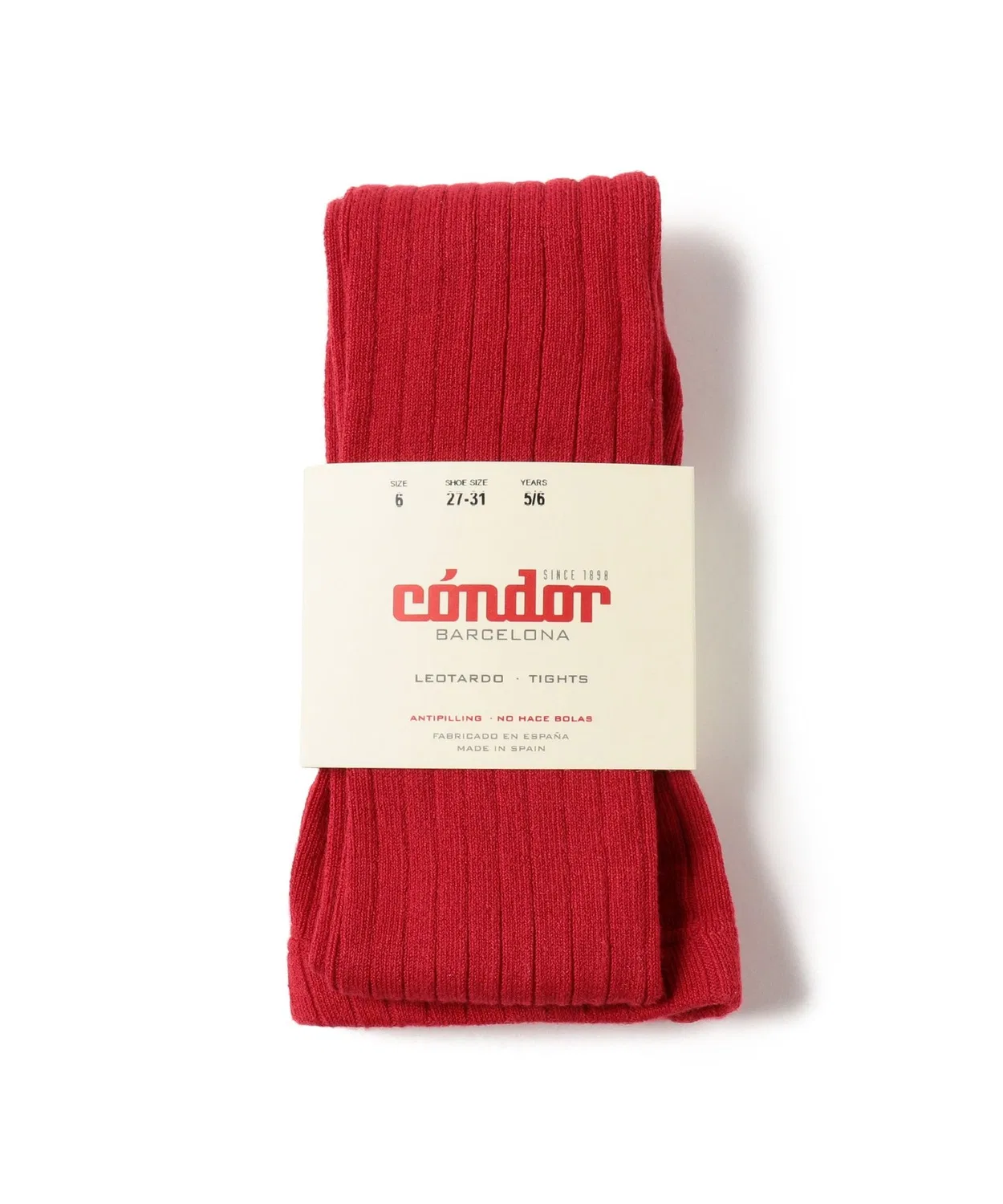 Детские колготки с ребристой текстурой, модель CONDOR Kodomo Beams, Red